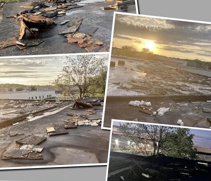 Collage of fire cleanup response photos