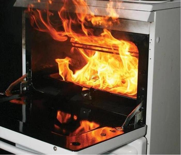 Oven catches fire